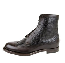 Load image into Gallery viewer, Gucci Ostrich Leather Lace-up Boot Brown