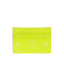 Load image into Gallery viewer, MCM Visetos Coated Canvas Card Holder Neon Yellow
