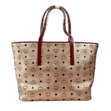 Load image into Gallery viewer, MCM Visetos Monogram Canvas Tote Bag Gold