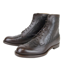 Load image into Gallery viewer, Gucci Ostrich Leather Lace-up Boot Brown