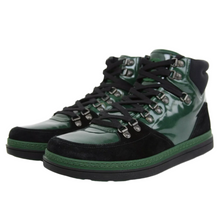 Load image into Gallery viewer, Gucci Leather Suede High-top Sneaker Green