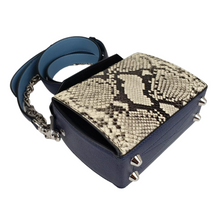 Load image into Gallery viewer, Alexander McQueen Box 16 Python Leather Shoulder Bag Blue