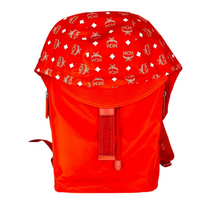 Load image into Gallery viewer, MCM Nylon Detachable Hood Backpack Orange Red