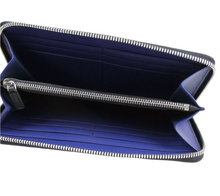 Load image into Gallery viewer, MCM Leather Logo Zipped Wallet Navy