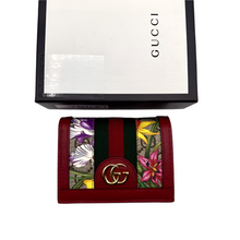 Load image into Gallery viewer, Gucci Supreme GG Canvas Floral Coin Leather Wallet Red