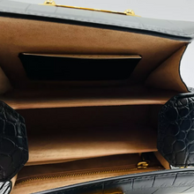 Load image into Gallery viewer, Alexander McQueen Crocodile Embossed Box 16 Leather Crossbody Bag Black