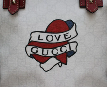 Load image into Gallery viewer, GUCCI Heart Tattoo Coated Canvas Bucket Bag White