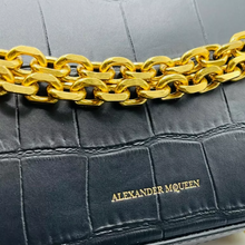 Load image into Gallery viewer, Alexander McQueen Crocodile Embossed Box 16 Leather Crossbody Bag Black