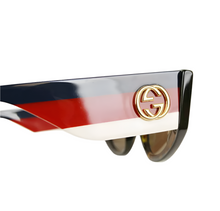 Load image into Gallery viewer, Gucci Havana Oversize Cat Eye Acetate Sunglasses Sylvie Web Logo Multicolor