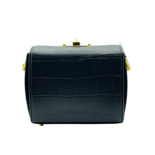 Load image into Gallery viewer, Alexander McQueen Crocodile Embossed Box 16 Leather Crossbody Bag Black