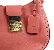 Load image into Gallery viewer, MCM Trisha Small Cocoa Studded Leather Crossbody Bag Pink