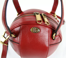 Load image into Gallery viewer, Gucci Calfskin Mini Leather Basketball Shaped Crossbody Bag Red