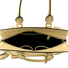 Load image into Gallery viewer, Alexander McQueen Skull Padlock Leather Satchel Bag Light Yellow