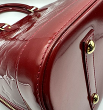 Load image into Gallery viewer, Louis Vuitton Women's Alma GM Monogram Patent Leather Satchel Bag Red