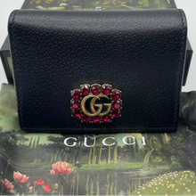 Load image into Gallery viewer, Gucci Crystal GG Marmont Leather Wallet Black