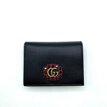 Load image into Gallery viewer, Gucci Crystal GG Marmont Leather Wallet Black