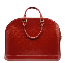Load image into Gallery viewer, Louis Vuitton Women's Alma GM Monogram Patent Leather Satchel Bag Red