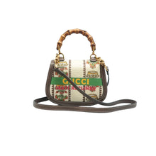 Load image into Gallery viewer, Gucci Bamboo 1947 Canvas Calfskin 100 Centennial Music Mini Top Handle Bag Multicolor