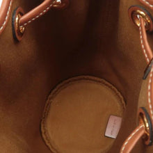 Load image into Gallery viewer, Celine Drawstring Bucket Triomphe Canvas Calfskin Shoulder Bag White Tan