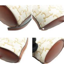 Load image into Gallery viewer, Celine Drawstring Bucket Triomphe Canvas Calfskin Shoulder Bag White Tan