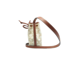 Load image into Gallery viewer, Celine Drawstring Bucket Triomphe Canvas Calfskin Shoulder Bag White Tan