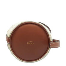 Load image into Gallery viewer, Celine Drawstring Bucket Triomphe Canvas Calfskin Shoulder Bag White Tan