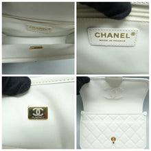 Load image into Gallery viewer, Chanel Caviar Quilted School Memory Small Top Handle Flap White