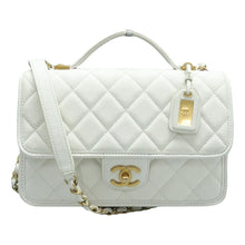 Load image into Gallery viewer, Chanel Caviar Quilted School Memory Small Top Handle Flap White