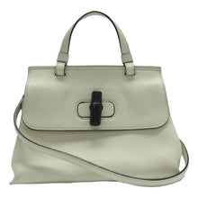 Load image into Gallery viewer, Gucci  Cellarius Calfskin Small Bamboo Daily Top Handle Bag Mystic White