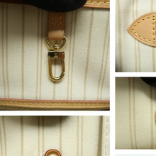 Load image into Gallery viewer, Louis Vuitton Neverfull MM W/P Damier Azur Canvas Shoulder Bag White