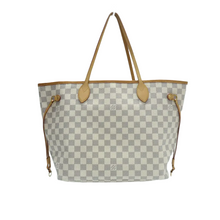Load image into Gallery viewer, Louis Vuitton Neverfull MM W/P Damier Azur Canvas Shoulder Bag White