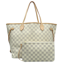 Load image into Gallery viewer, Louis Vuitton Neverfull MM W/P Damier Azur Canvas Shoulder Bag White
