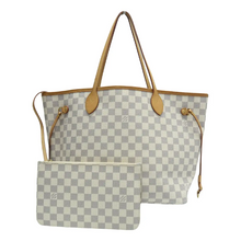 Load image into Gallery viewer, Louis Vuitton Neverfull MM W/P Damier Azur Canvas Shoulder Bag White