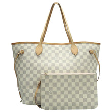 Load image into Gallery viewer, Louis Vuitton Neverfull MM W/P Damier Azur Canvas Shoulder Bag White