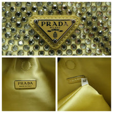 Load image into Gallery viewer, Prada  Satin Crystal Metal Triangle Logo Chain Crossbody Handbag Ananas