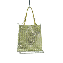 Load image into Gallery viewer, Prada  Satin Crystal Metal Triangle Logo Chain Crossbody Handbag Ananas
