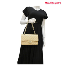 Load image into Gallery viewer, CHANEL Classic Double Flap Medium Quilted Caviar Leather Shoulder Bag Beige
