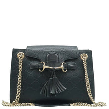 Load image into Gallery viewer, Gucci Emily Medium GG Guccissima Patent Leather Chain Shoulder Bag Black
