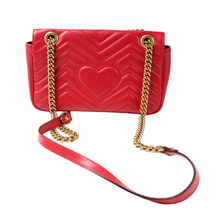 Load image into Gallery viewer, Gucci Marmont Leather Small Shoulder Flap Bag Red

