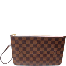 Load image into Gallery viewer, Louis Vuitton Neverfull Damier Ebene Pochette Wristlet Pouch Brown
