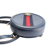 Load image into Gallery viewer, Gucci Ophidia Web Mini Round Leather Backpack Bag Blue
