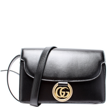 Load image into Gallery viewer, Gucci GG Ring Leather Shoulder Bag Small Black
