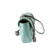 Load image into Gallery viewer, Gucci GG Marmont Sequin Matelasse Shoulder Bag Mini Flap Water Green

