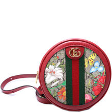 Load image into Gallery viewer, Gucci Ophidia Web Mini Flora Canvas Round Backpack Bag Red
