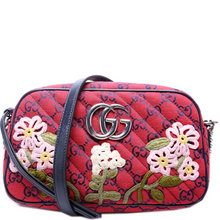 Load image into Gallery viewer, Gucci Marmont Embroidered Canvas Small Camera Bag Multicolor
