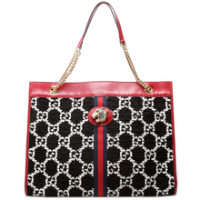 Load image into Gallery viewer, Gucci Rajah Chain Tweed Tote Bag Black
