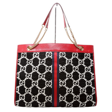 Load image into Gallery viewer, Gucci Rajah Chain Tweed Tote Bag Black
