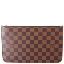 Load image into Gallery viewer, Louis Vuitton Neverfull Damier Ebene Pochette Wristlet Pouch Brown
