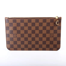 Load image into Gallery viewer, Louis Vuitton Neverfull Damier Ebene Pochette Wristlet Pouch Brown
