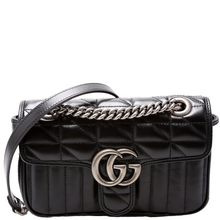 Load image into Gallery viewer, Gucci GG Marmont Aria Leather Shoulder Mini Flap Bag Black
